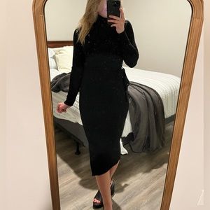 MANGO SUPERSOFT RIBBED TURTLENECK MIDAXI DRESS